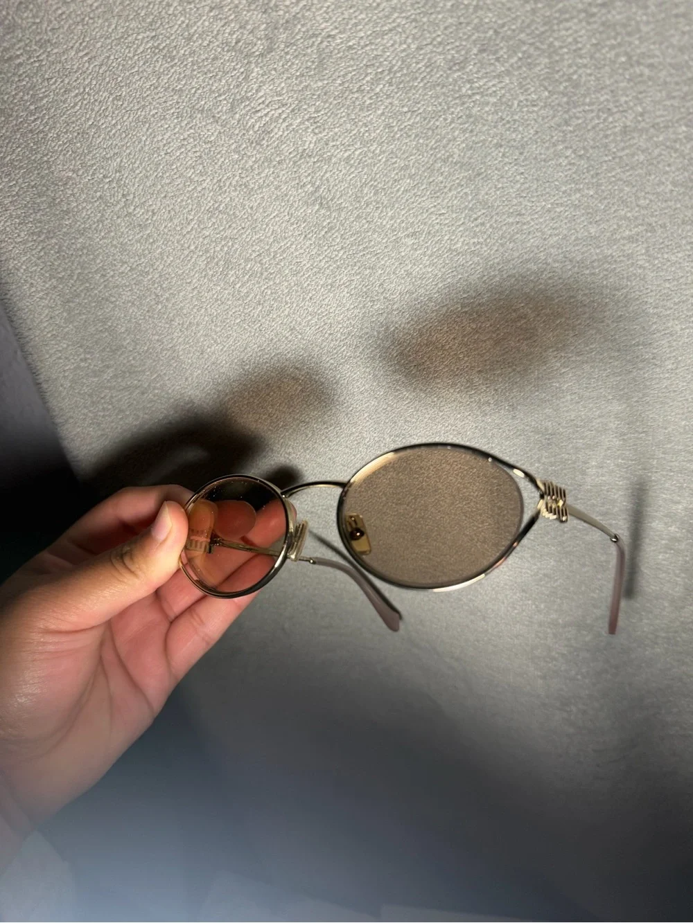 Miu Miu Rose Gold Frame Sunglasses with Pink Gold Lenses